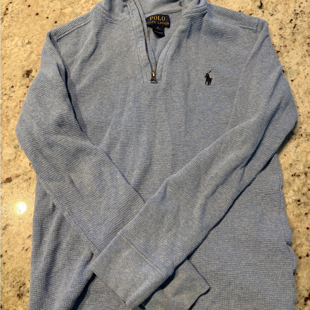 Polo by Ralph Lauren Men's Light Blue Zip-Up Sweater